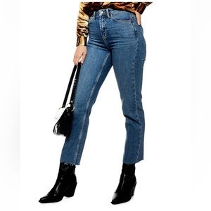NWT Topshop Straight Leg Raw Hem Jeans
